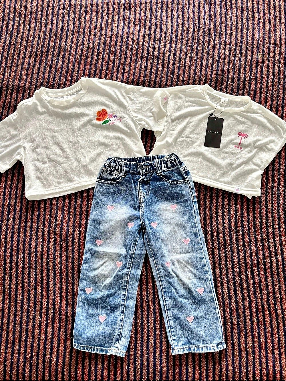 Shein Girls Matching Set in White & Blue